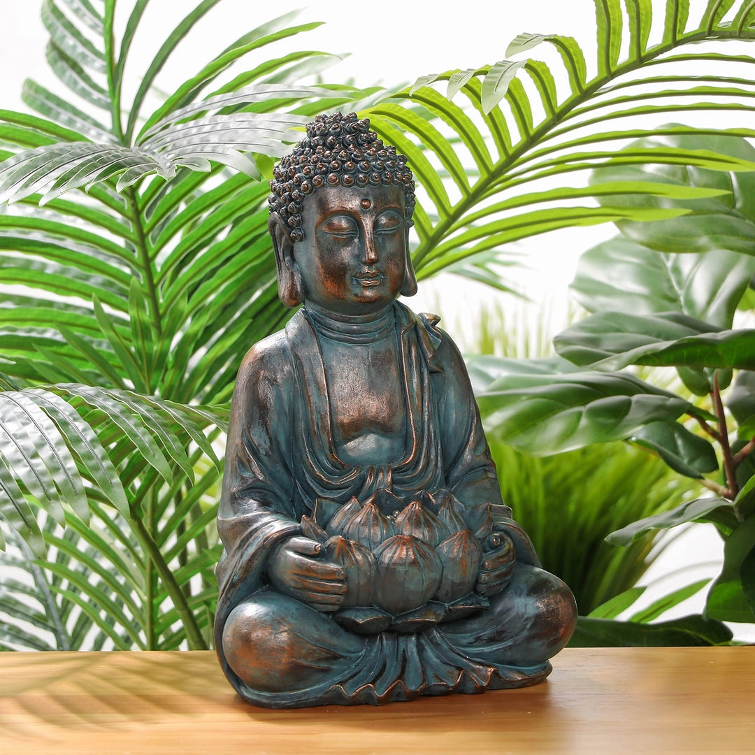Figura ogrodowa Budda z podświetleniem LED – dekoracja zen 40 cm