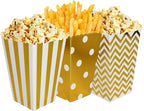 Pudełka na popcorn złote a skromne papierowe 36 szt. dekoracyjne na imprezy