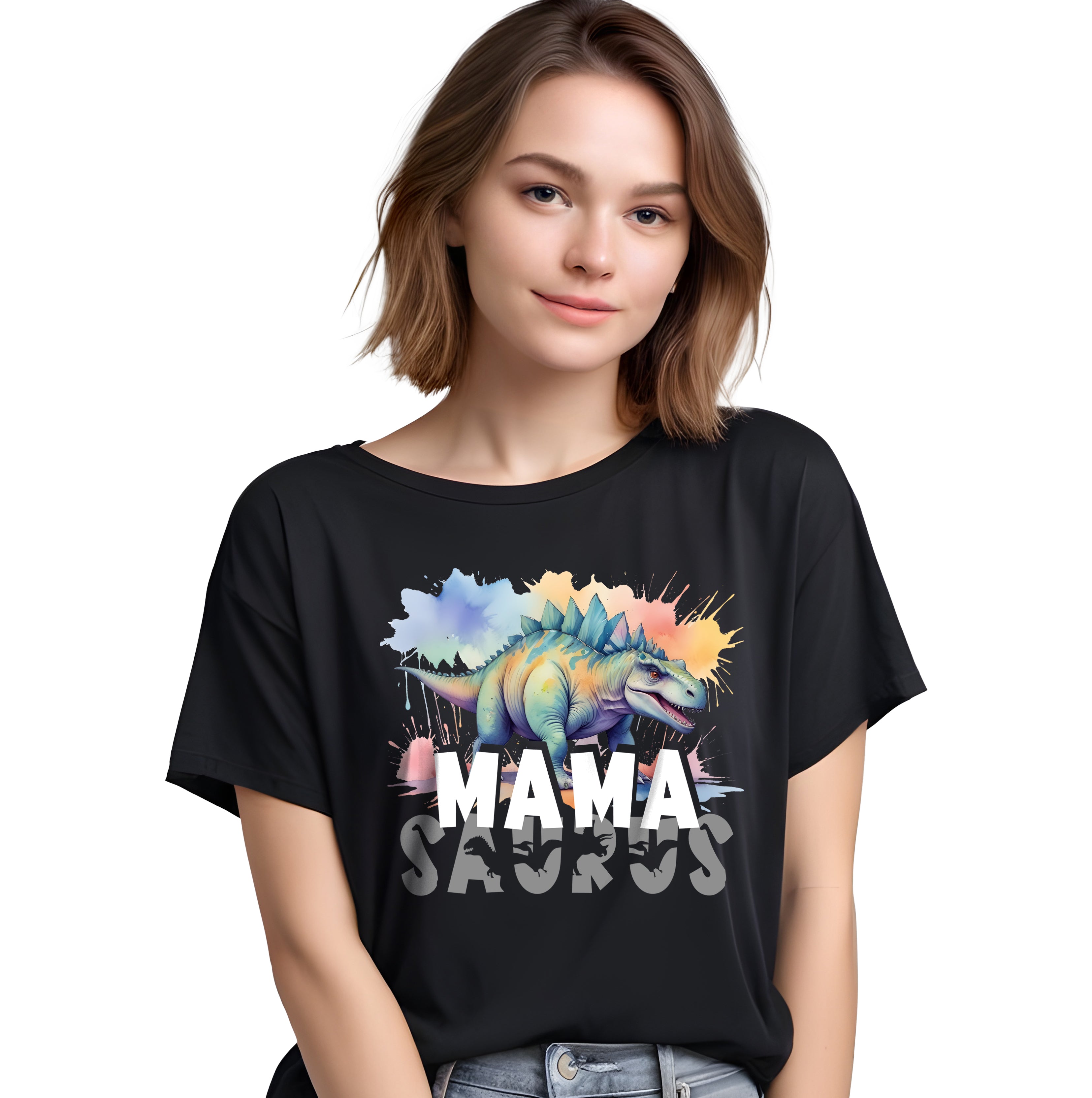 Koszulka Damska z Zabawnym Napisem MAMASAURUS - Prezent Dla Mamy