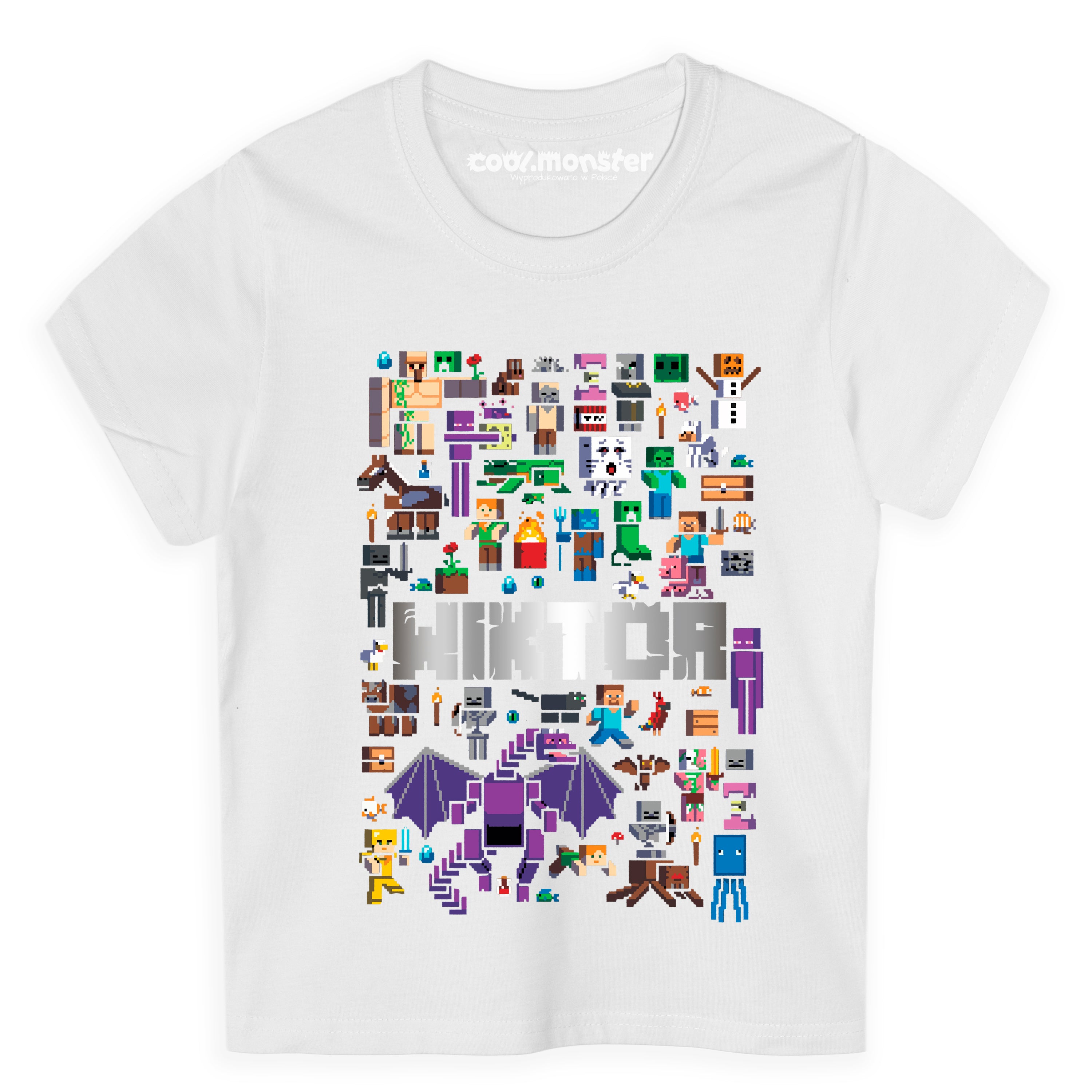 Koszulka dla Gracza Minecraft na urodziny i nie tylko. Z imieniem. Efekt Metaliczny Drugie zdjęcie produktu