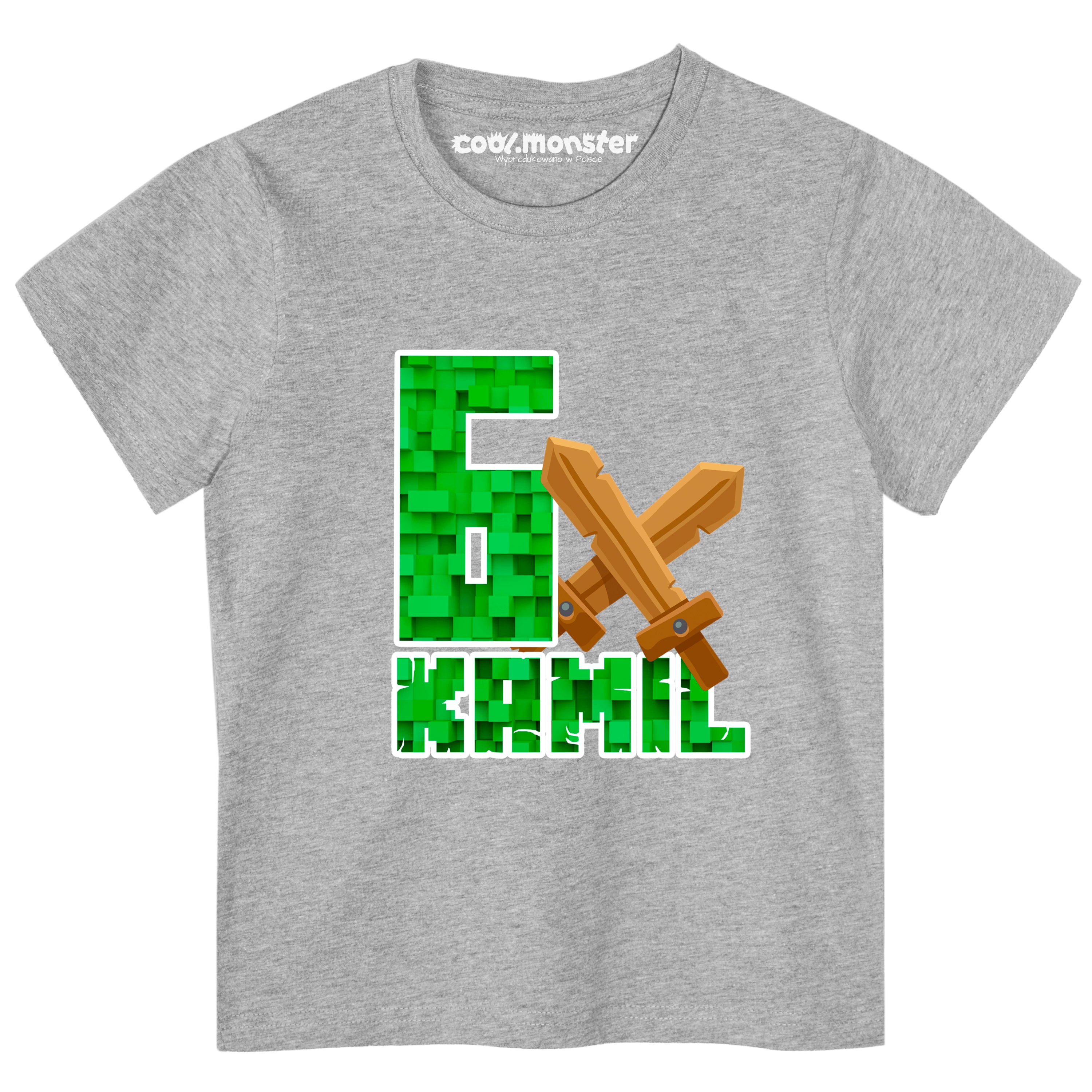 Koszulka dla Gracza Minecraft na urodziny z Cyfrą i imieniem Idealny Prezent