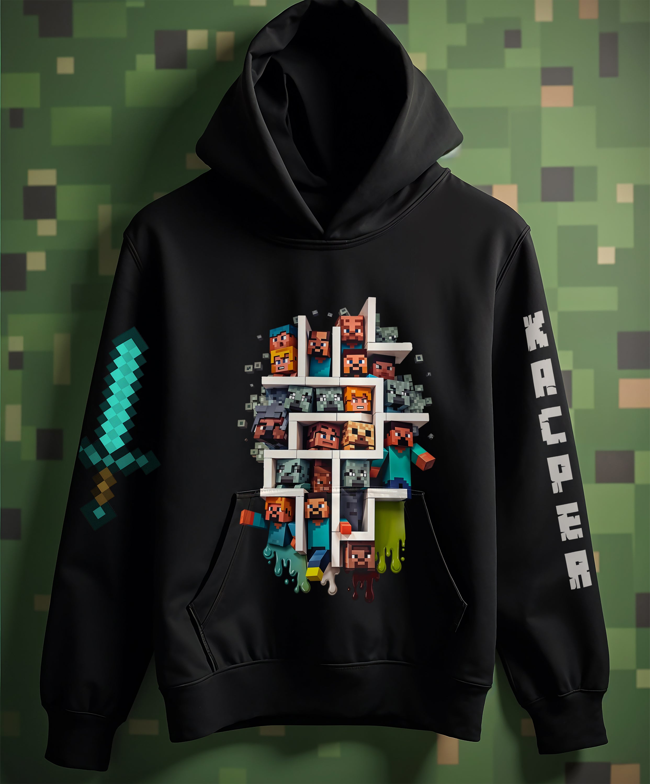 MINECRAFT Personalizowana Bluza z kapturem Bawełniana - Dla Dzieci i Dorosłych - Z imieniem
