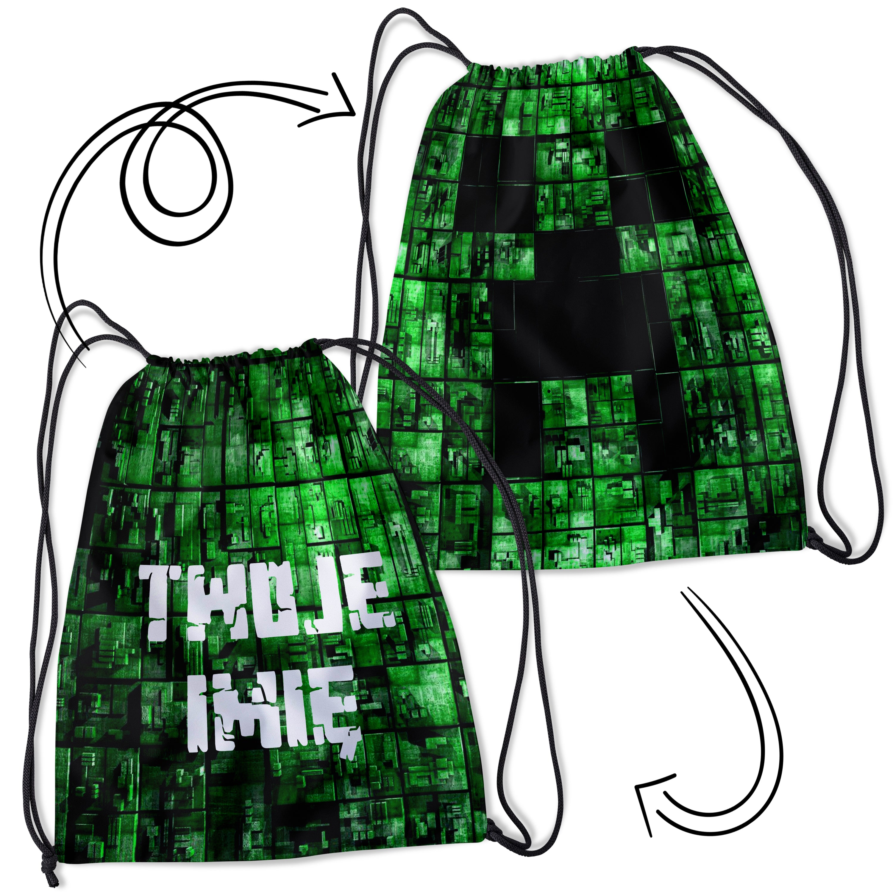 Personalizowany Worek Torba Szkolna na siłownię z Imieniem Minecraft MINE.BAG.2 Główne zdjęcie produktu