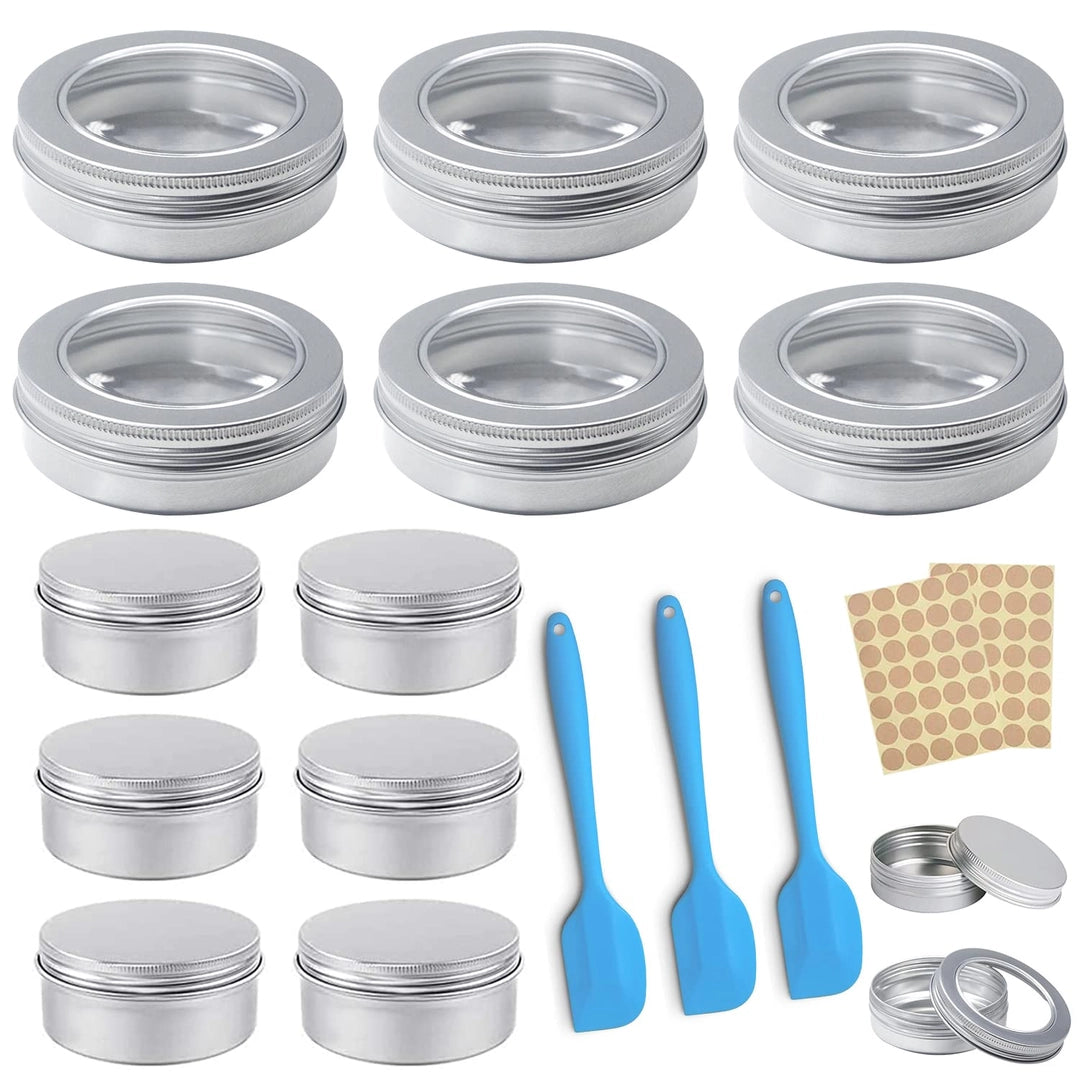 Zestaw Puszki aluminiowe z łopatkami etykietami 12 szt Pojemniki Metalowe