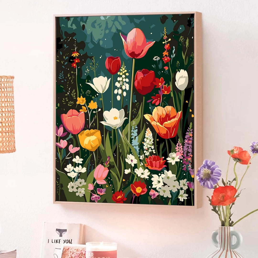 Zestaw do malowania po numerach kwiaty 40x50 cm DIY obraz