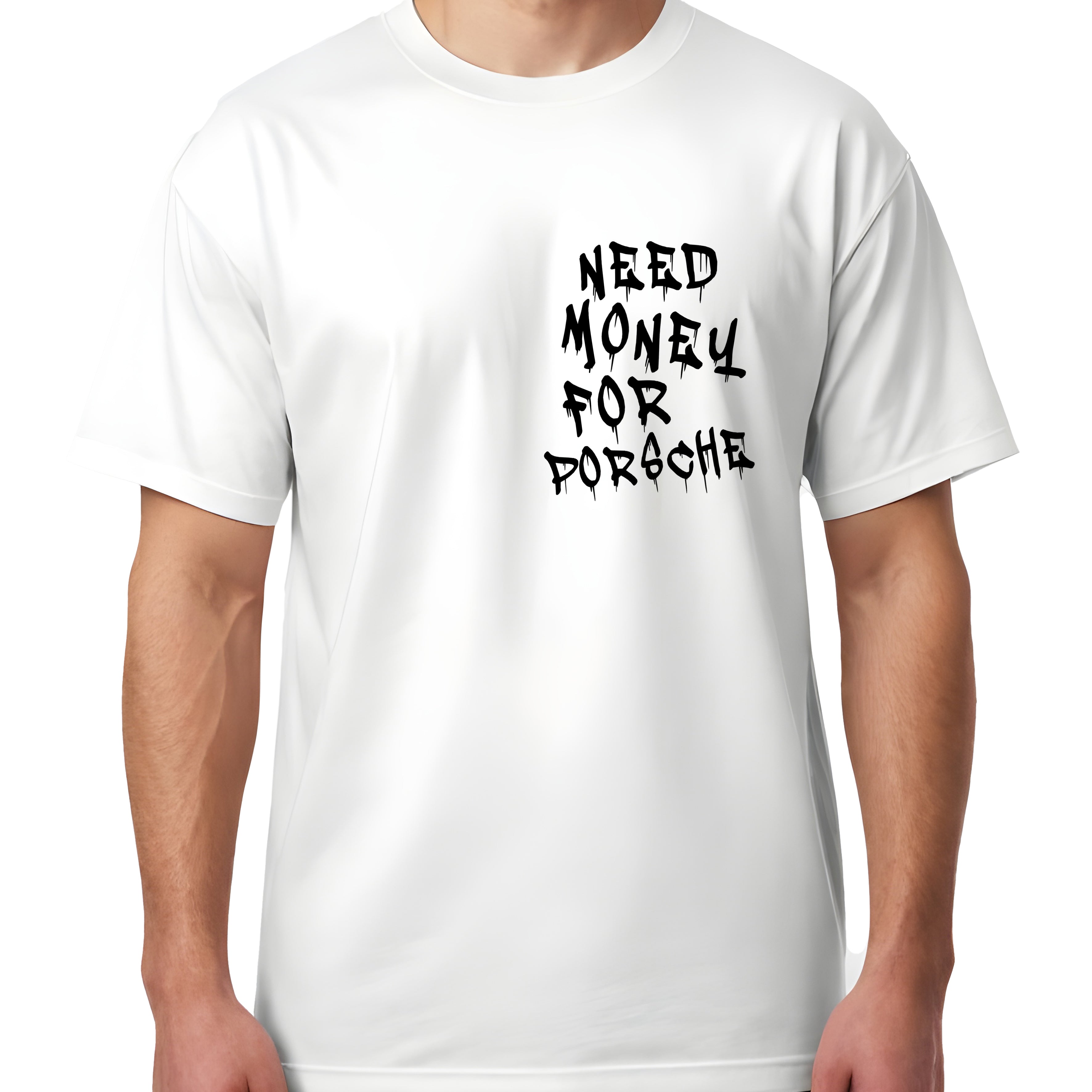 Koszulka Męska Damska Młodzieżowa T-Shirt Need Money for Porsche - Biała - S-2XL
