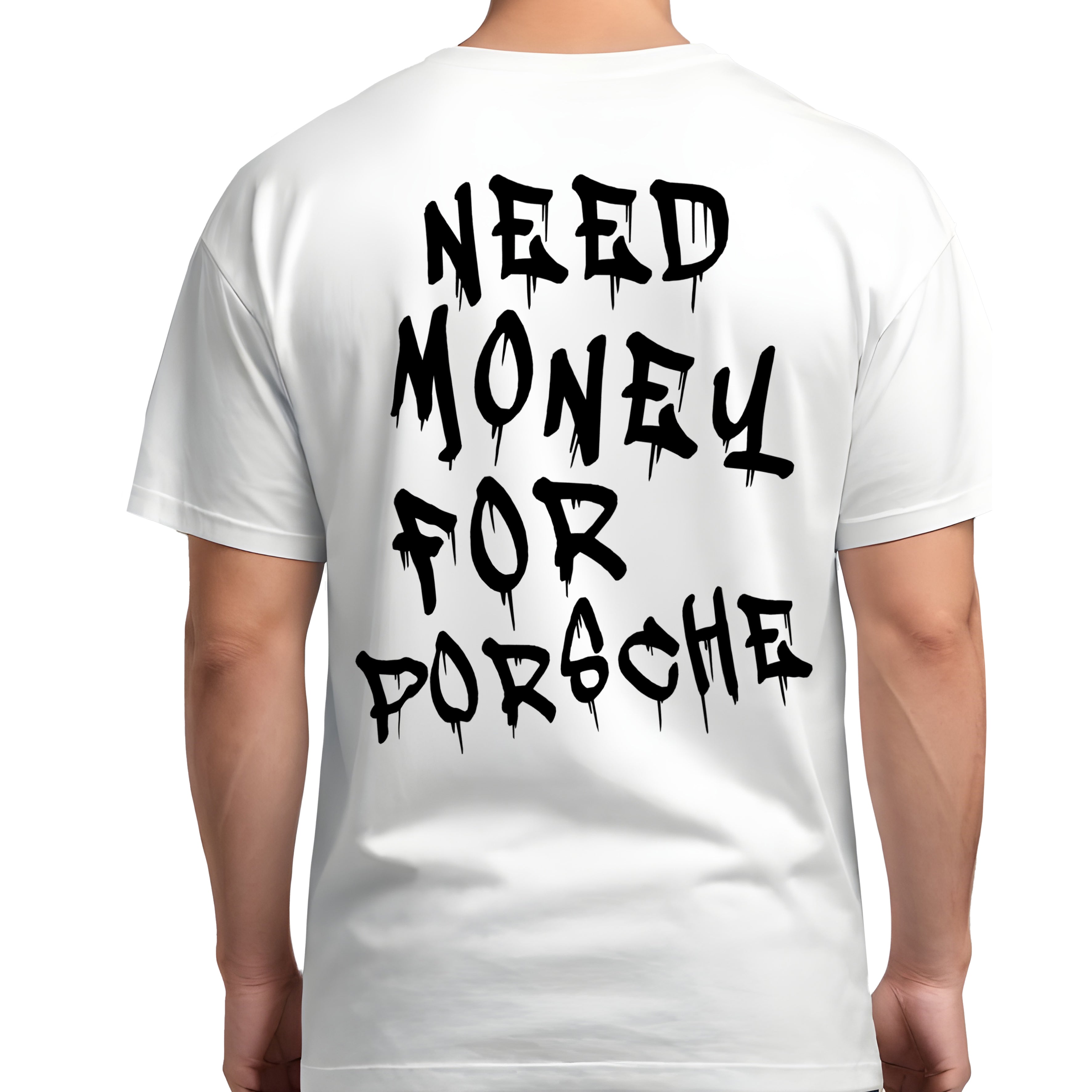 Koszulka Męska Damska Młodzieżowa T-Shirt Need Money for Porsche - Biała - S-2XL