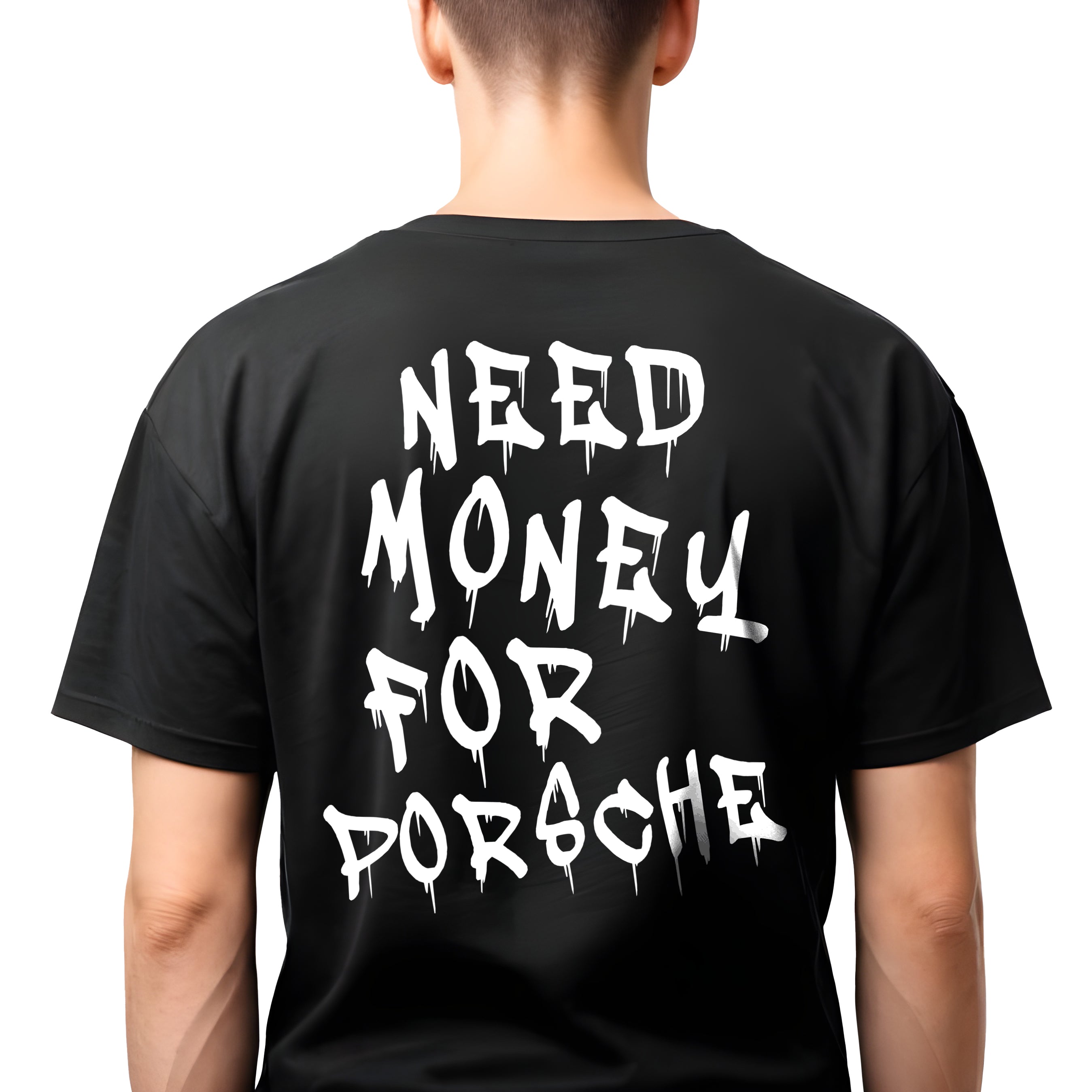 Koszulka Męska Damska Młodzieżowa T-Shirt Need Money for Porsche - Czarna - S-2XL