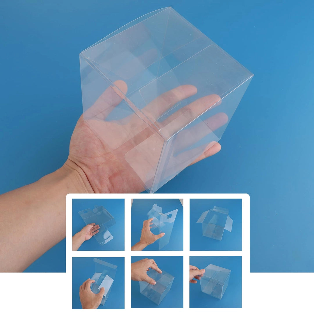 Przezroczyste pudełka PET 10x10x10 cm składane 40 szt. opakowania na prezenty