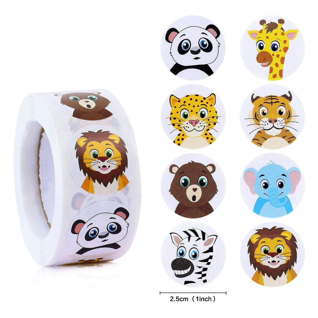 Naklejki Dla Dzieci Kolorowe ze zwierzętami Rolka 500szt nagrody DIY dla dzieci upominki Główne zdjęcie produktu