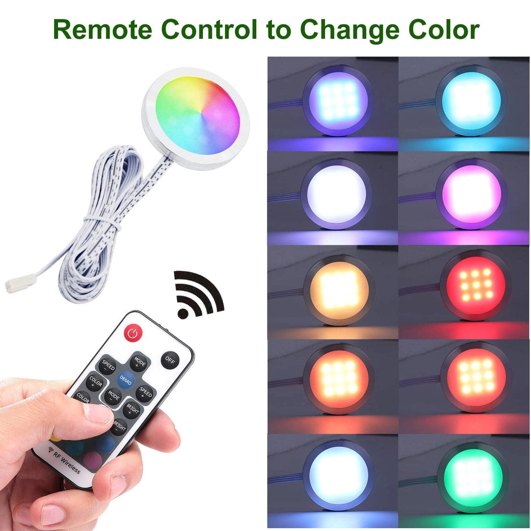 Zestaw 8 lampek LED RGB podszafkowych z pilotem 12V kolorowe