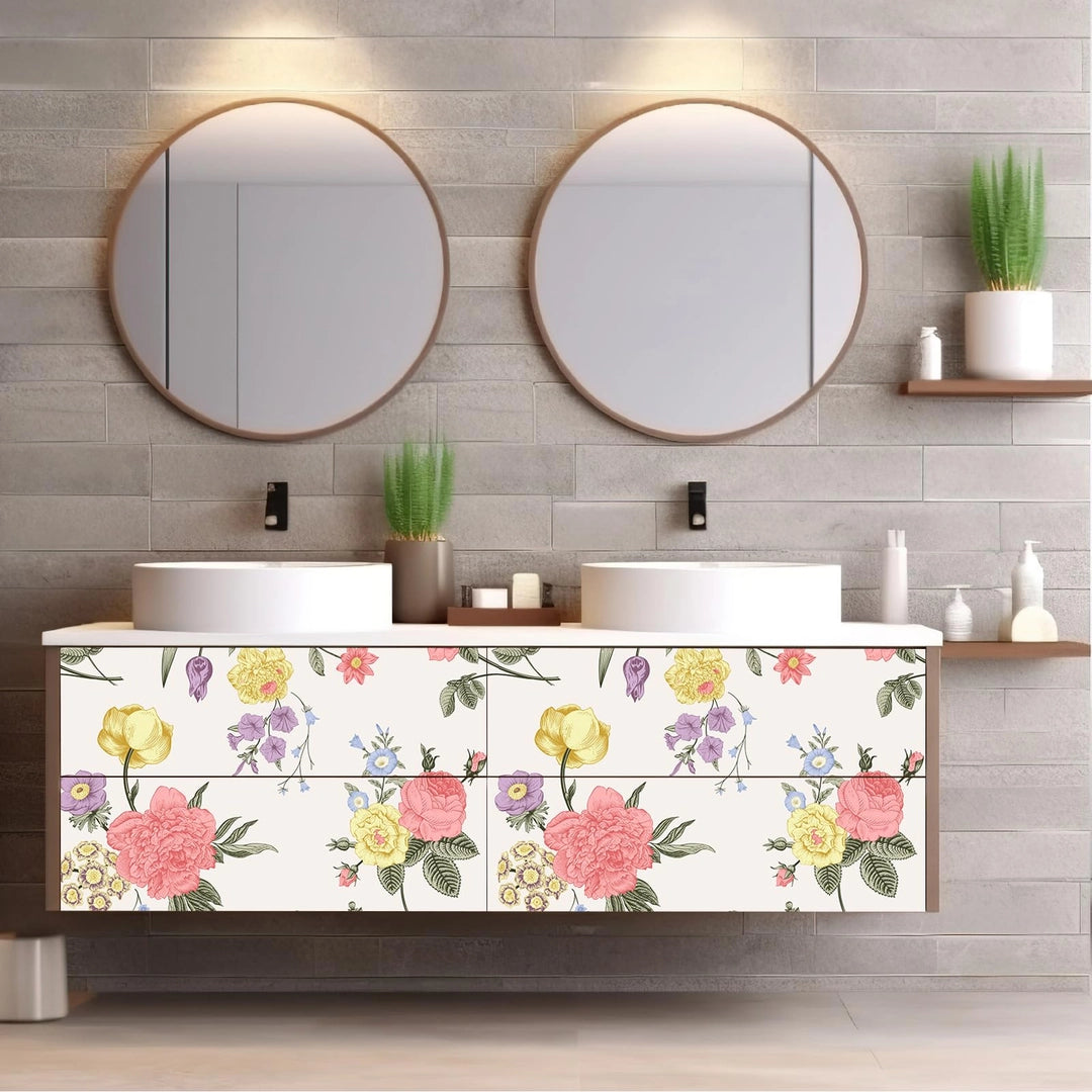 Tapeta Okleina samoprzylepna retro z kwiatowym wzorem vintage – róże piwonie 40x300 cm