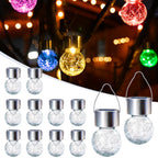 Zestaw 12 Lampka Solarna LED Wiszące Kule Ogrodowe Balkon Taras Powystawowe