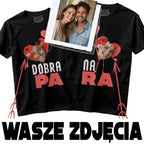 Koszulki Dla Pary Zakochanych T-Shirt Koszulka Personalizowana ze Zdjęciem - Czarna - S-2XL