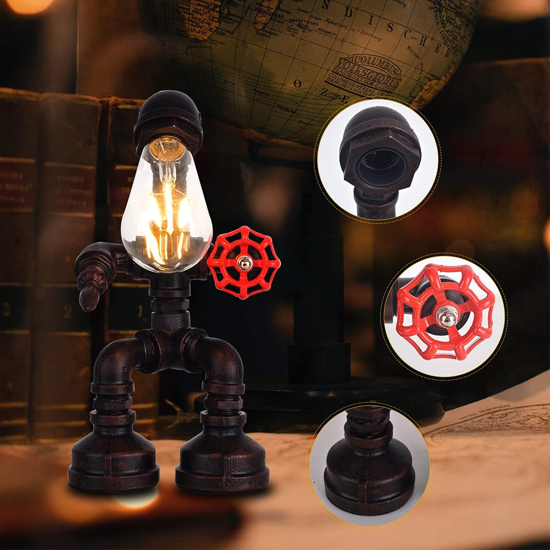 Lampa industrialna z Rur SteamPunk Designerska na biurko szafkę nocną retro Ozdobna