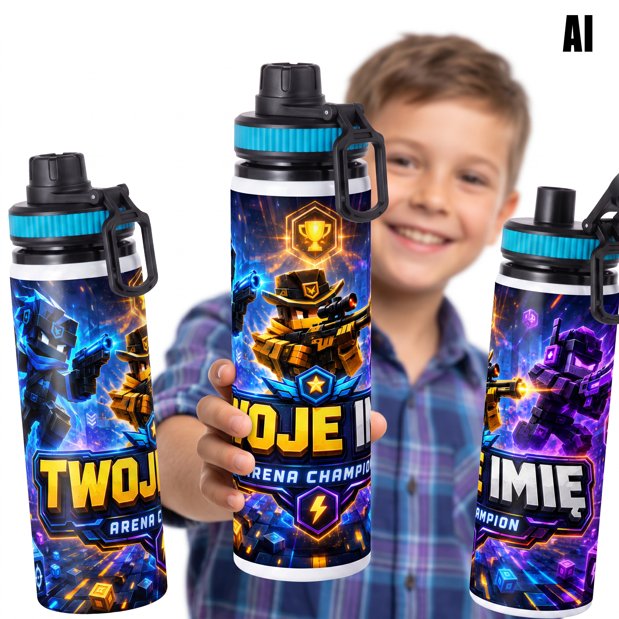 Personalizowany Bidon, Aluminiowa Butelka Dla Dzieci z Dowolnym Imieniem Dziecka - 850ml ROBLOX RIVALS Główne zdjęcie produktu