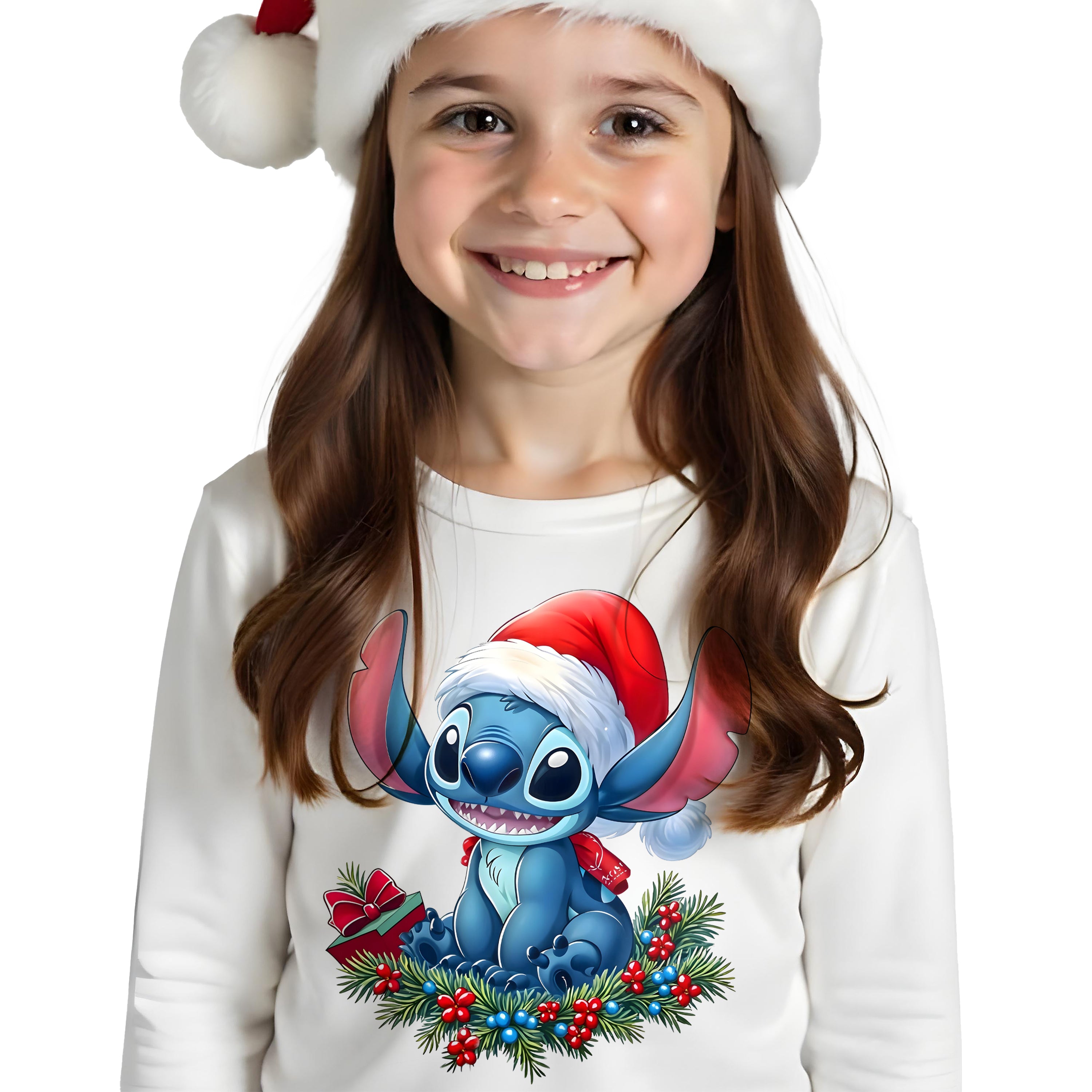 Koszulka świąteczna Bluzka z długim rękawem Stitch - Dziecięca STI10 Główne zdjęcie produktu