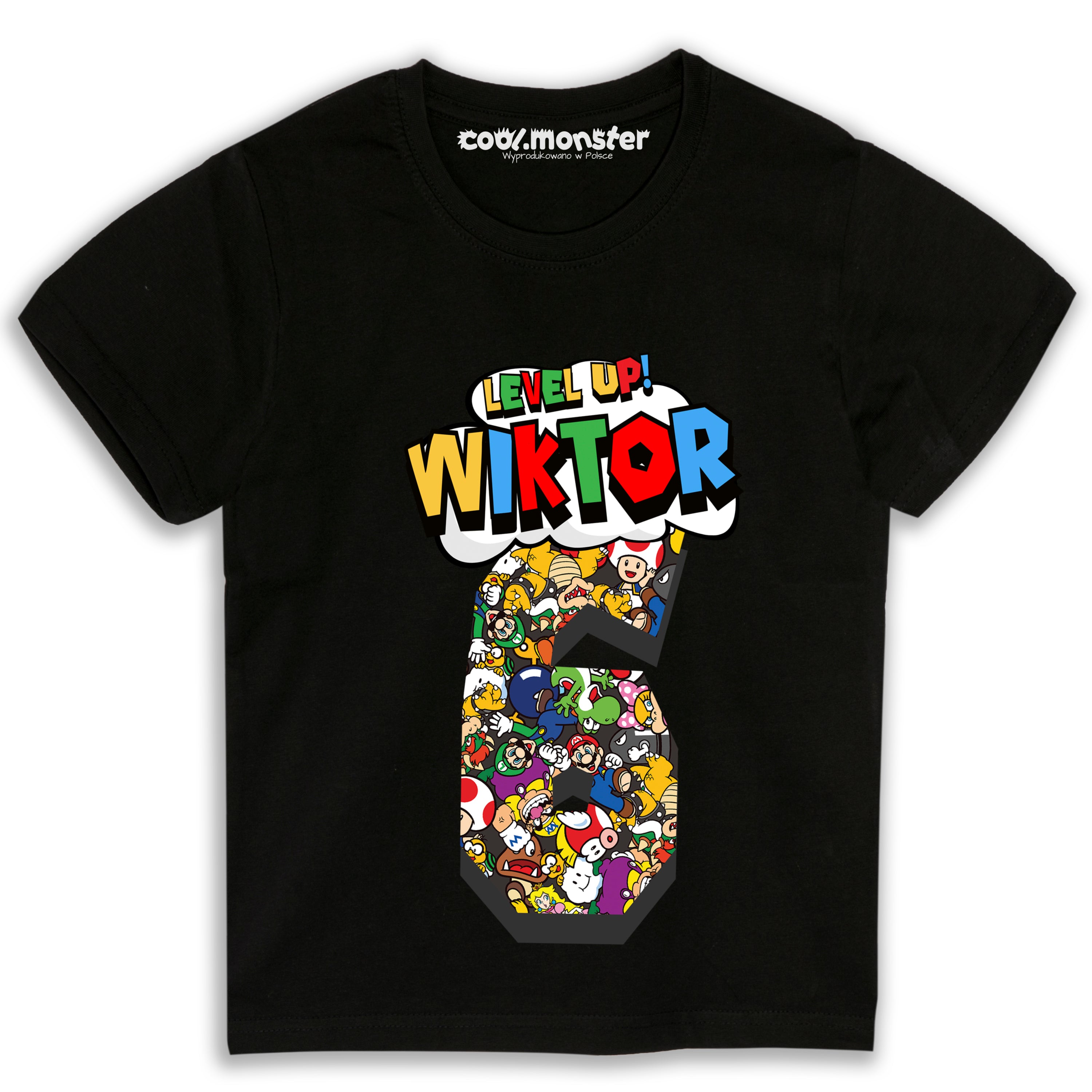 Super Mario Koszulka / T-Shirt Dziecięcy z Imieniem i Cyfrą Na Urodziny Prezent SUP02