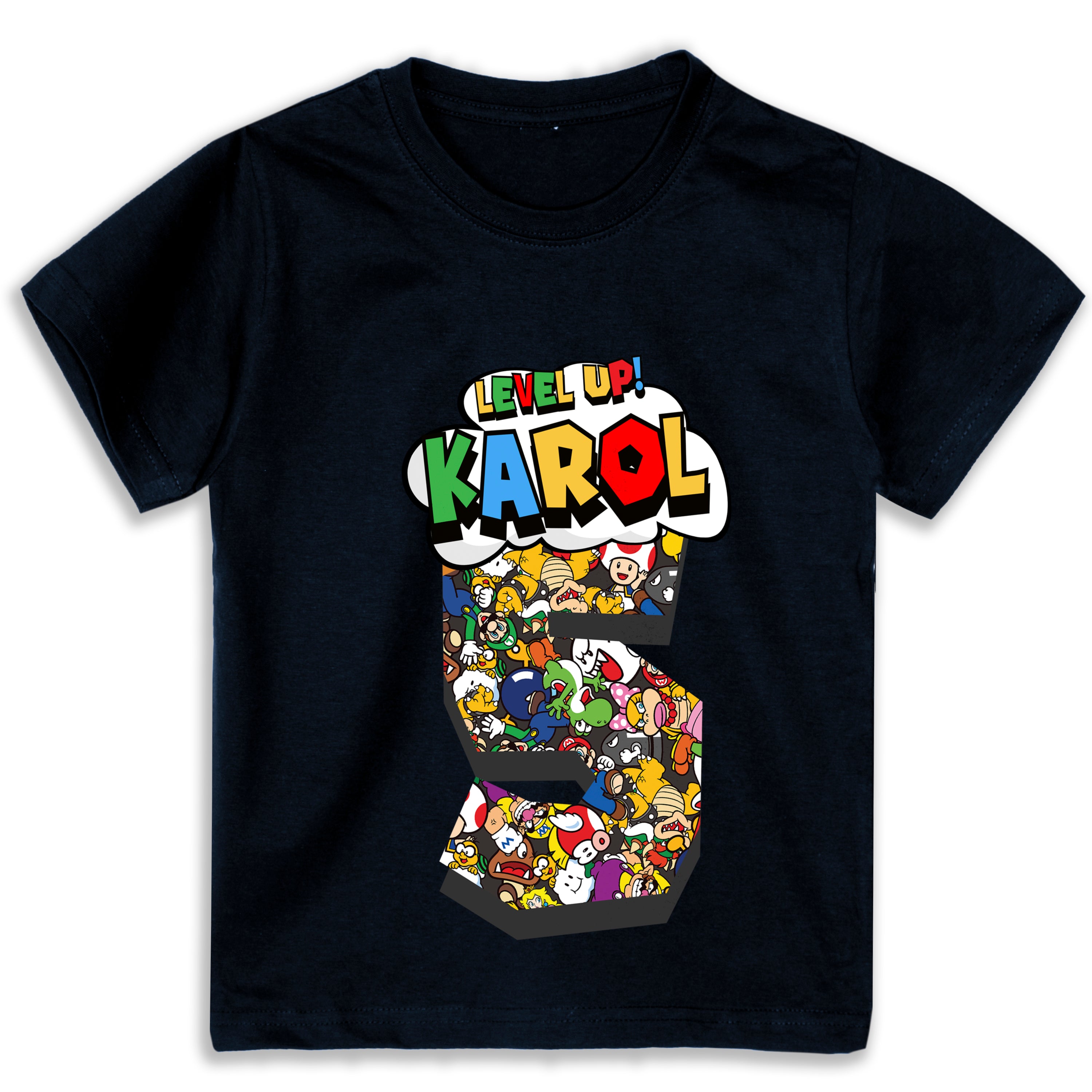 Super Mario Koszulka / T-Shirt Dziecięcy z Imieniem i Cyfrą Na Urodziny Prezent SUP02