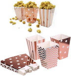 Zestaw 30 ozdobnych pudełek na popcorn różowe złoto impreza DIY
