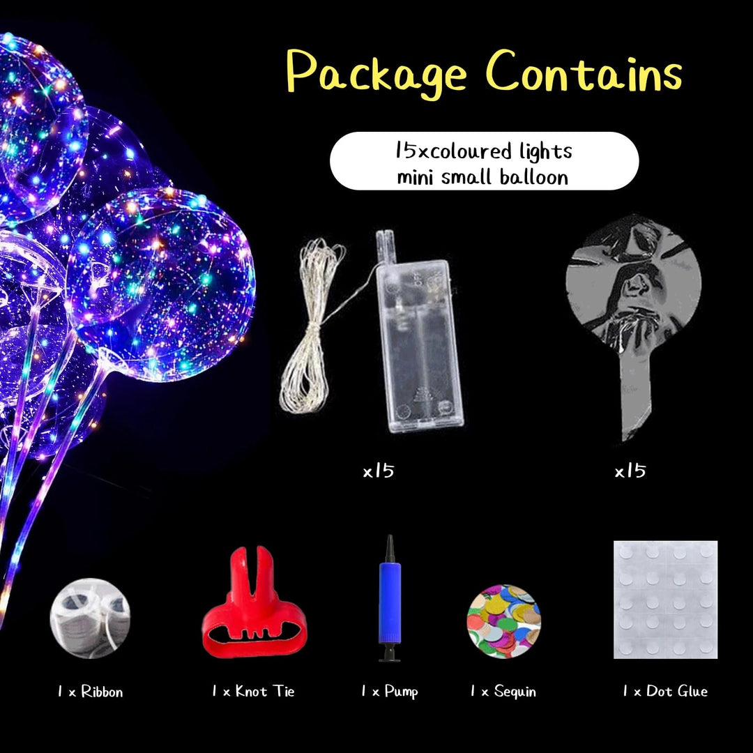 Balony LED przezroczyste z lampkami 15 szt. zestaw dekoracyjny imprezowy