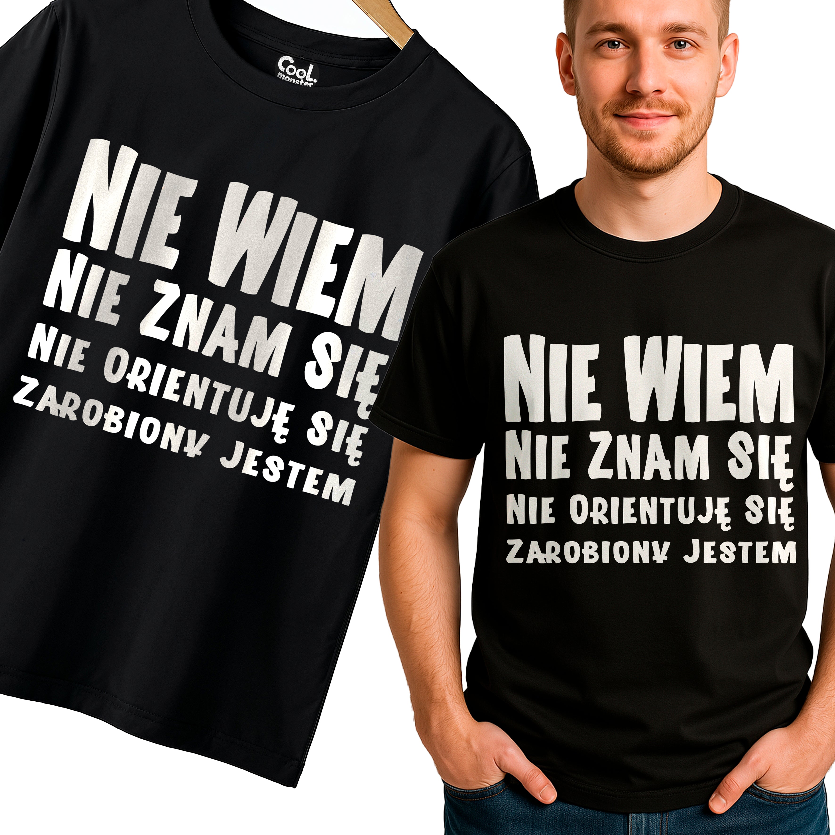 Koszulka Męska T-Shirt  Śmieszny Czarny - Cytat z filmu - Nie wiem nie znam się S-2XL D002