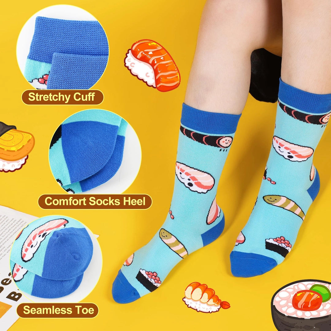 Kolorowe skarpetki dziecięce – zestaw 5 par z motywami jedzenia!