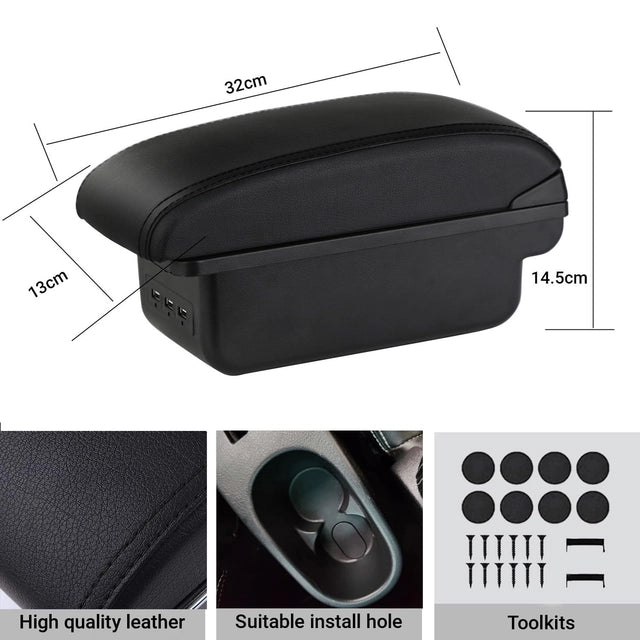 Podłokietnik samochodowy Peugeot 207 207CC Ekoskóra z portami USB schowkiem