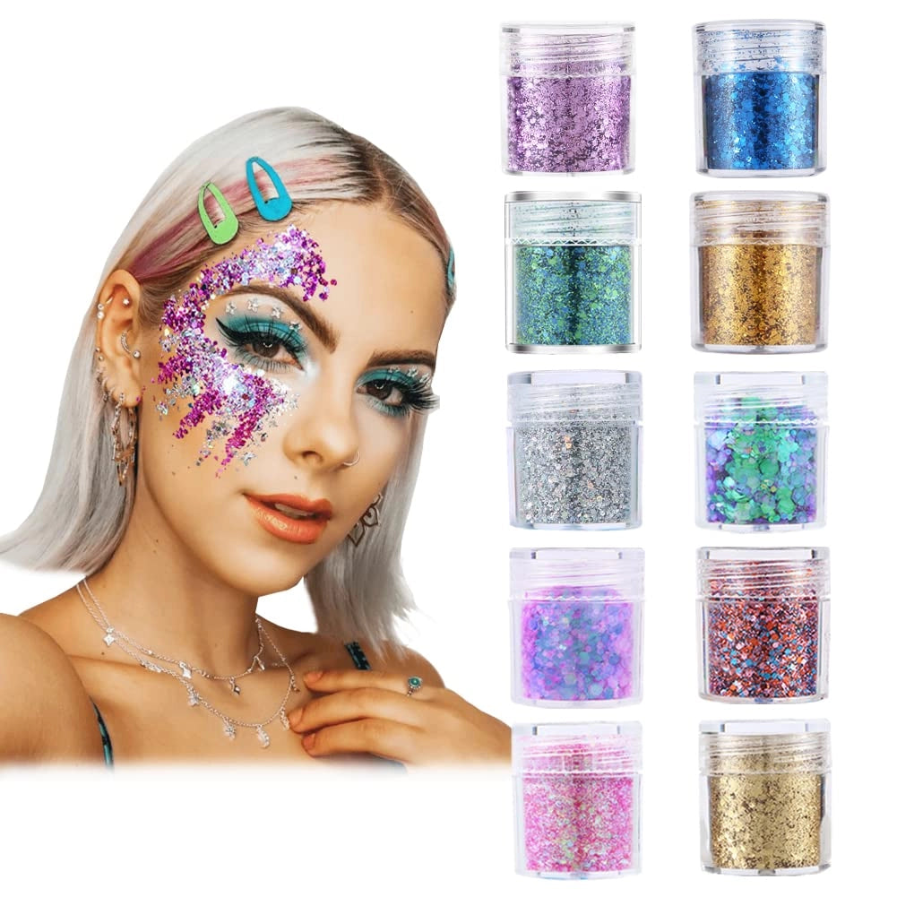 Brokat kosmetyczny do twarzy ciała paznokci DIY 10 kolorów festival glitter Główne zdjęcie produktu