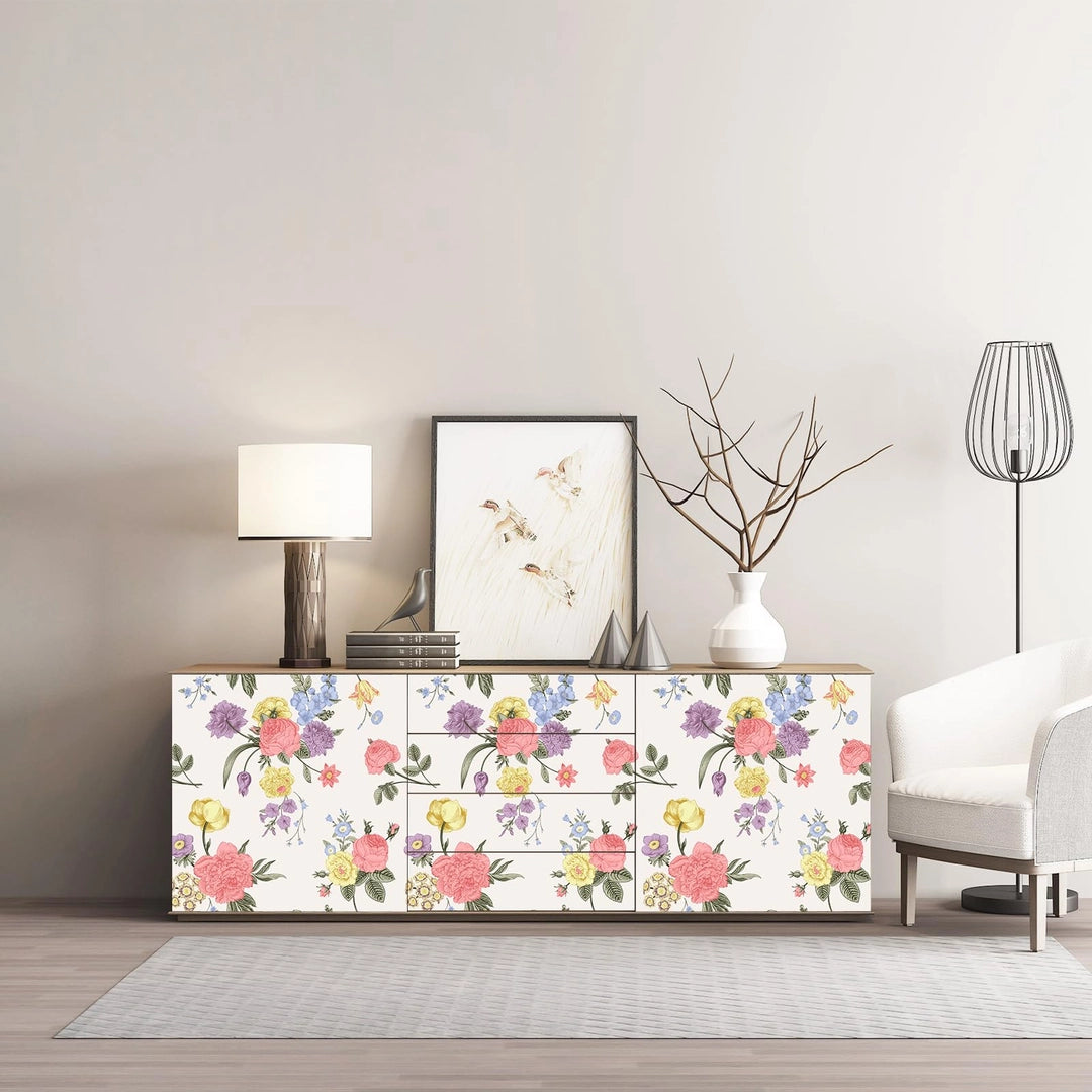 Tapeta Okleina samoprzylepna retro z kwiatowym wzorem vintage – róże piwonie 40x300 cm