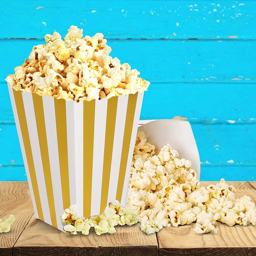 Pudełka na popcorn złote a skromne papierowe 36 szt. dekoracyjne na imprezy