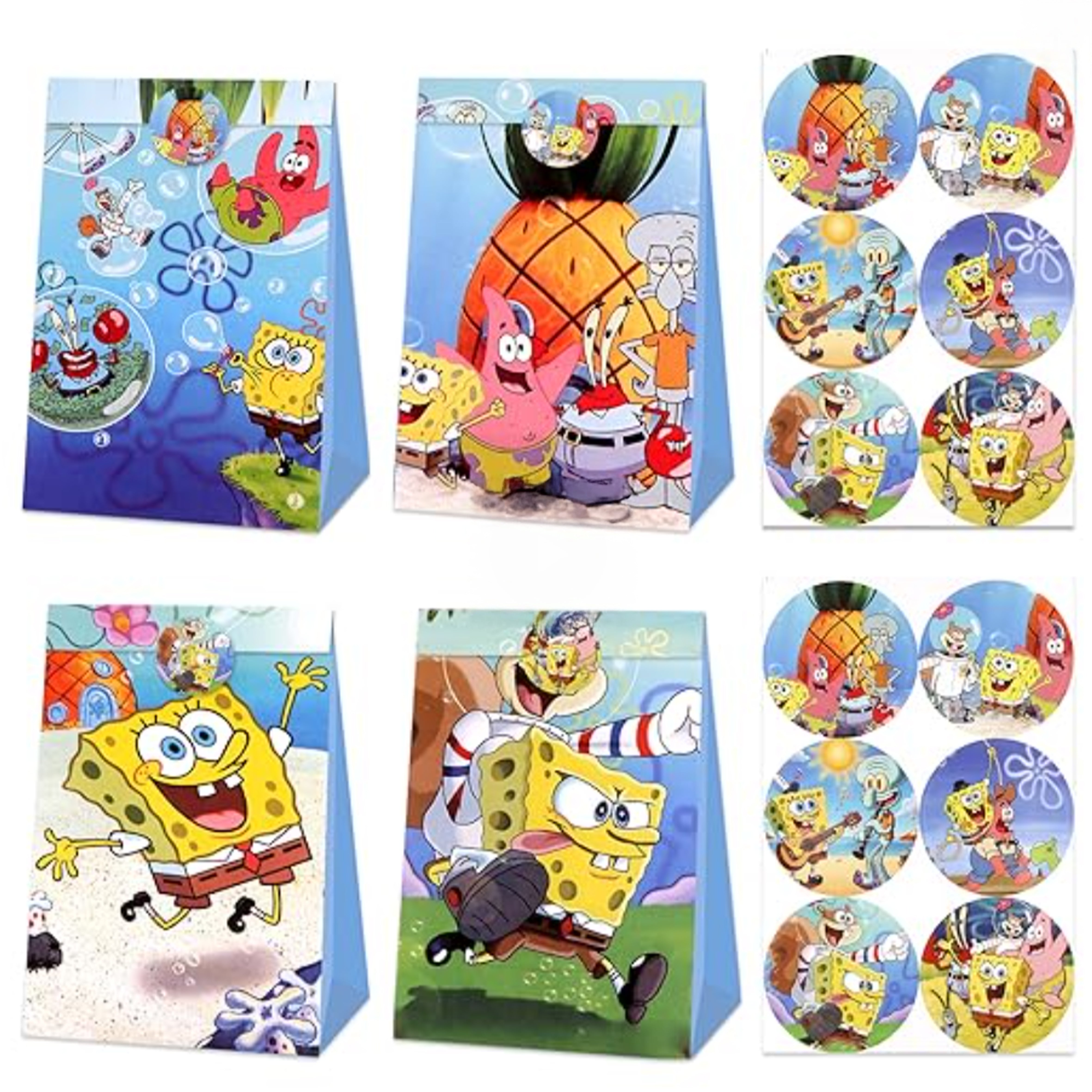 Torebki na słodycze Prezenty Cukierki Upominki Urodziny dla Dzieci 12 szt SPONGEBOB Główne zdjęcie produktu