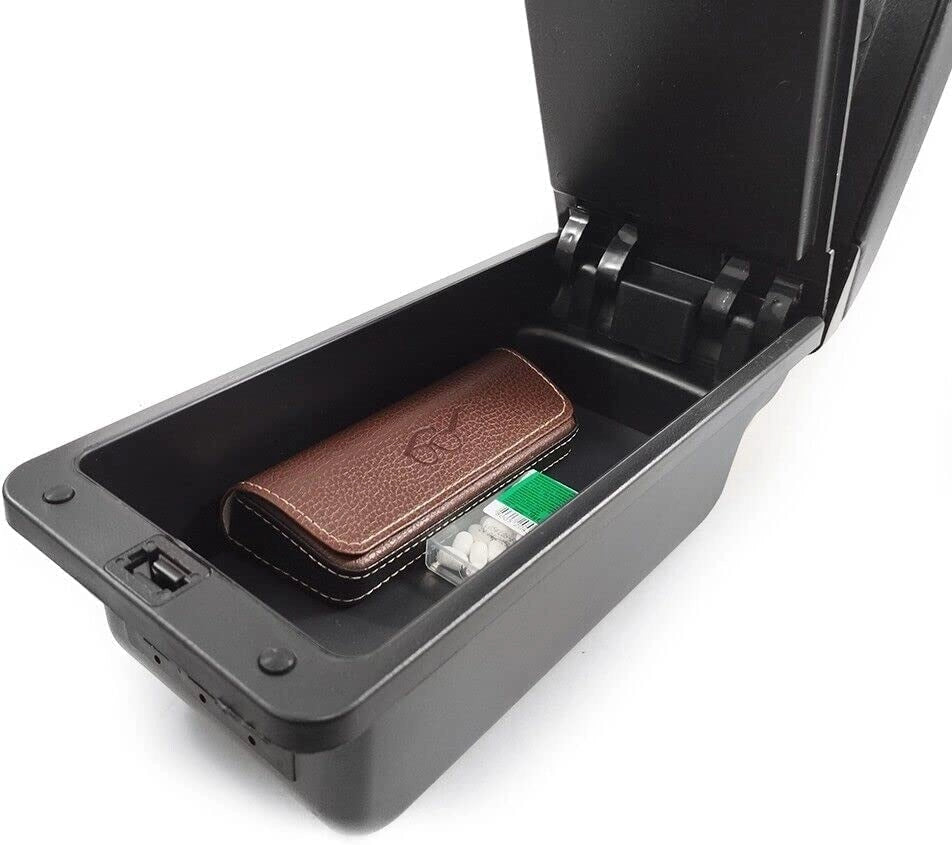 Podłokietnik samochodowy uniwersalny z USB i schowkiem – czarny, montaż tunelowy Drugie zdjęcie produktu