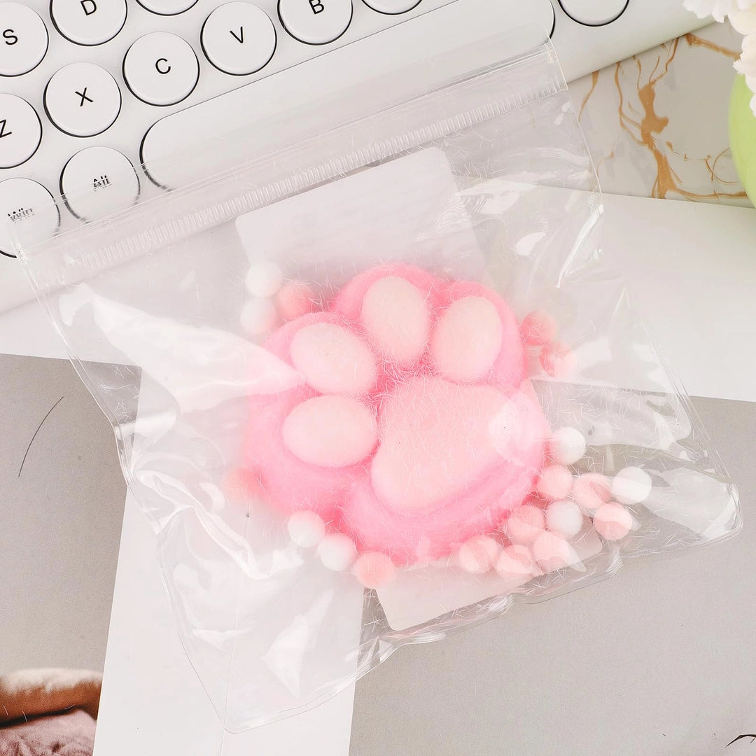 Zabawka antystresowa Gniotek Squishy Kocia różowa łapka z kulkami 7 cm