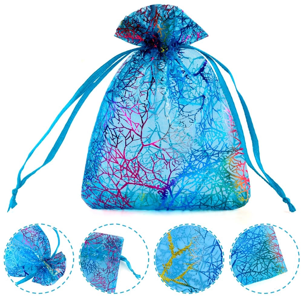 Kolorowe woreczki z organzy 15x20 ozdobne torebki prezentowe z nadrukiem 100 sztuk Drugie zdjęcie produktu