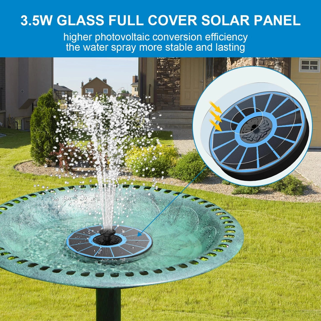 Fontanna solarna 3.5W z akumulatorem LED 6 dysz oczko wodne ogród panel szkło