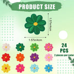 Naszywki termiczne kwiatki 4 cm – 24 szt. kolorowe łatki do ubrań DIY
