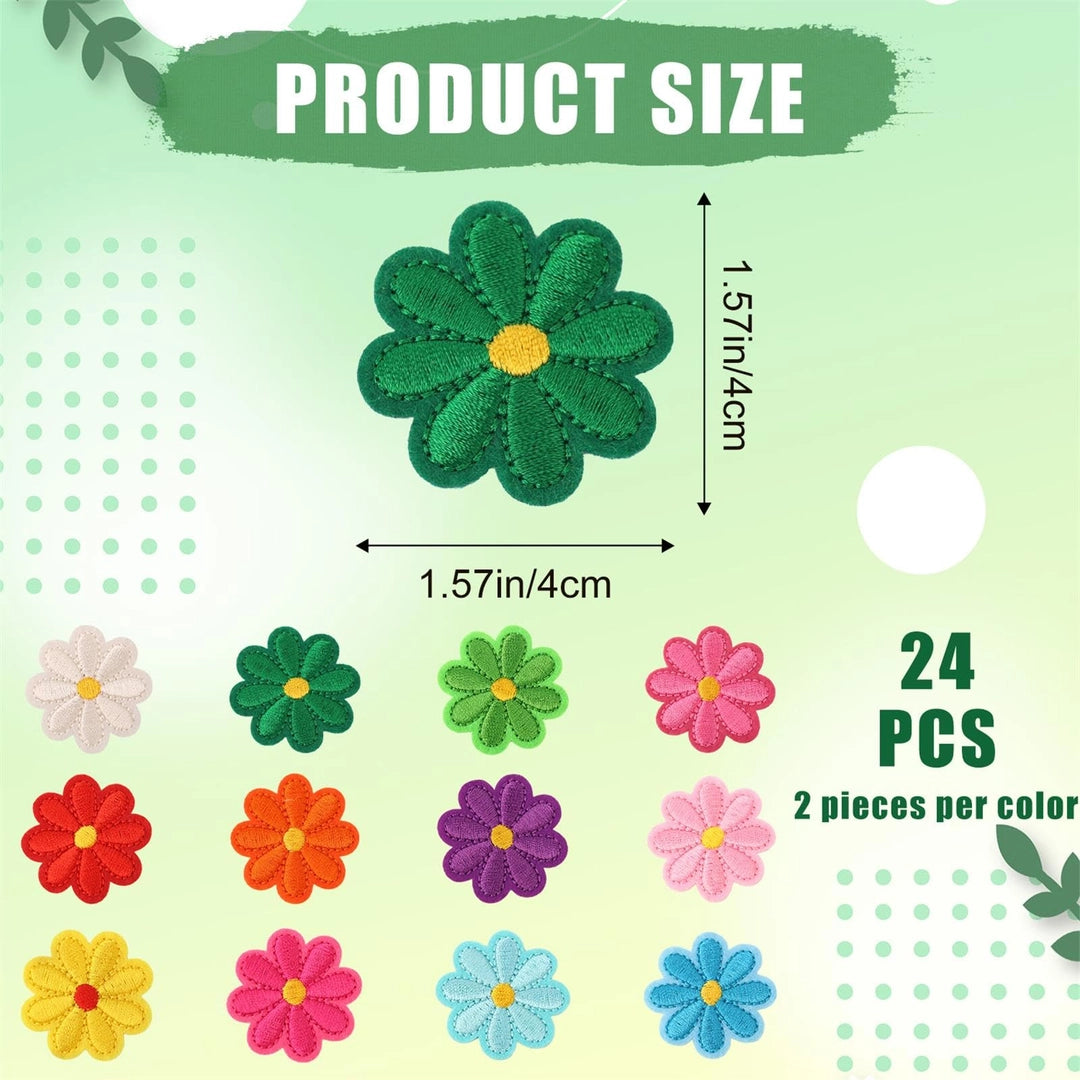 Naszywki termiczne kwiatki 4 cm – 24 szt. kolorowe łatki do ubrań DIY
