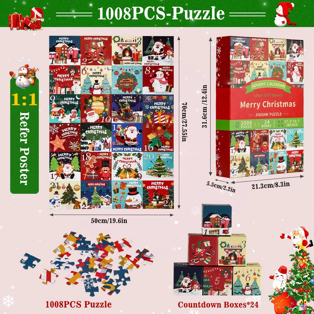 Kalendarz Adwentowy z Puzzlami Zabawkami Puzzle dla Dzieci Idealny Prezent na Mikołajki Święta