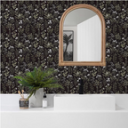 Tapeta Okleina Meblowa samoprzylepna 44,5 x 300 cm Ciemna Retro Kwiaty Liście