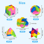Gumki puzzle 3D dla dzieci zestaw 12szt geometryczne układanki antystres
