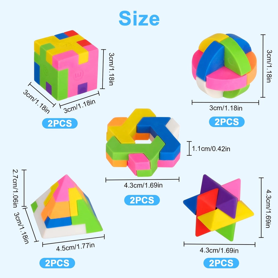 Gumki puzzle 3D dla dzieci zestaw 12szt geometryczne układanki antystres