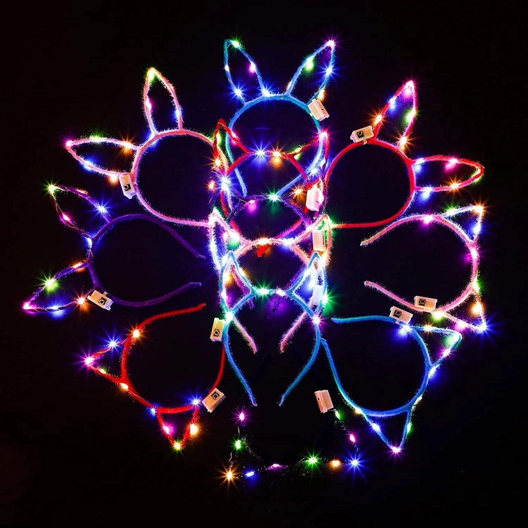 Opaska LED świecąca uszy kotek królik gwiazda 3 tryby świecenia impreza 10 SZTUK