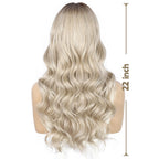 Peruka blond fale długie 55 cm lace front syntetyczna naturalny wygląd