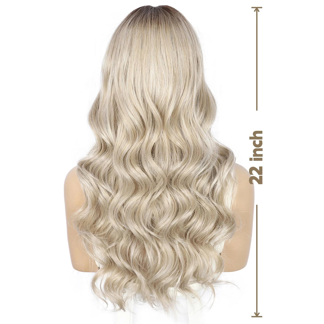 Peruka blond fale długie 55 cm lace front syntetyczna naturalny wygląd