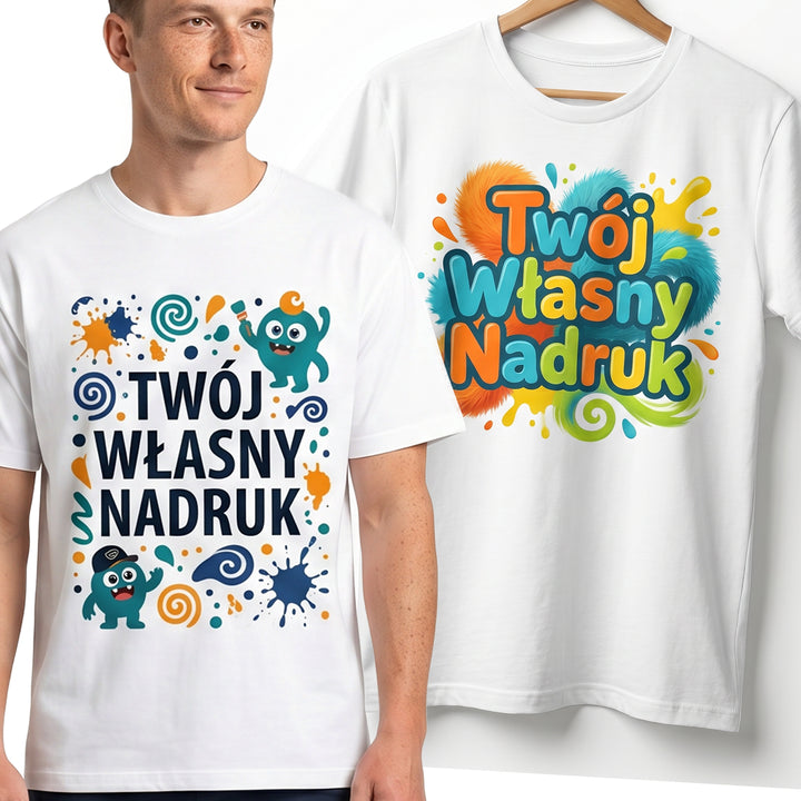 Koszulka Dla Dorosłych z Własnym Nadrukiem , T-Shirt 190g - Jakość Premium - Pełen Kolor