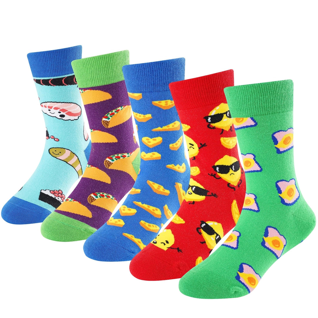 Kolorowe skarpetki dziecięce – zestaw 5 par z motywami jedzenia!