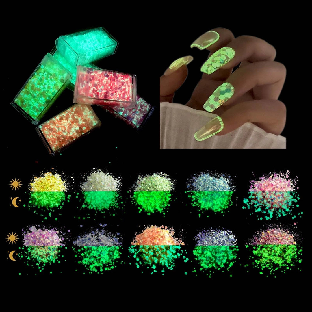 Brokat świecący w ciemności do twarzy makijażu 12 kolorów UV LED Glow