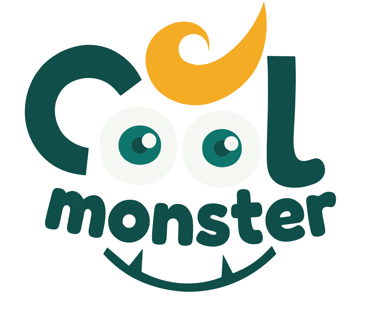 Cool.Monster — logo w kolorze ciemnej zieleni i bursztynu