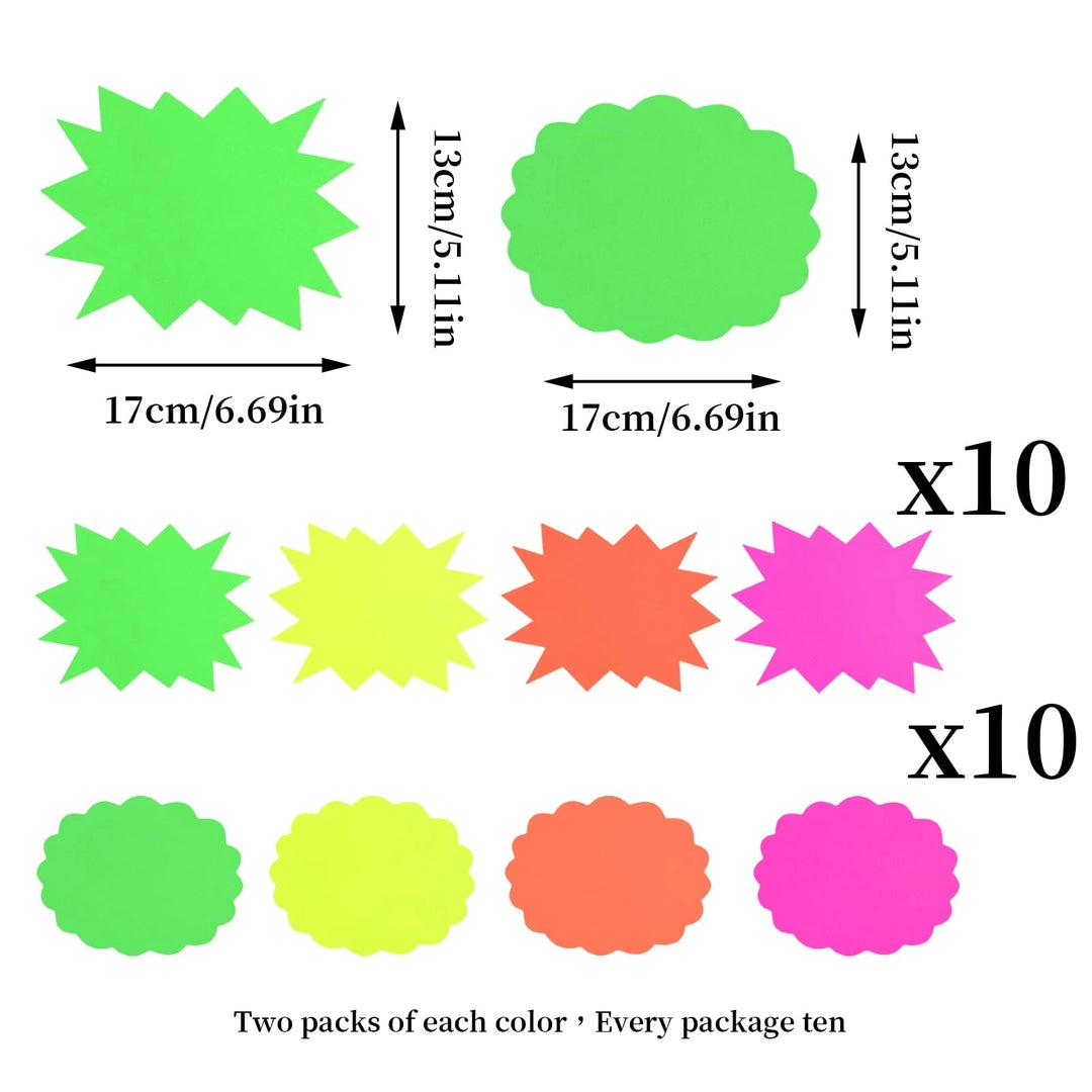 Fluo kartoniki cenowe cenówka 13x17 cm – 80 szt. neonowych etykiet do promocji